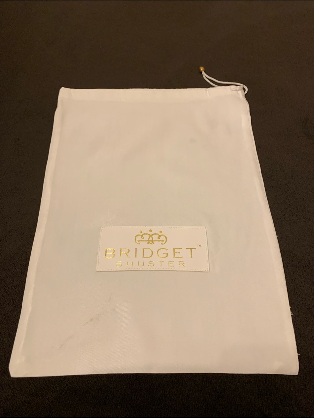BRIDGET SHUSTER smaller white silky, feel drawstring, dust bag VVGUC+